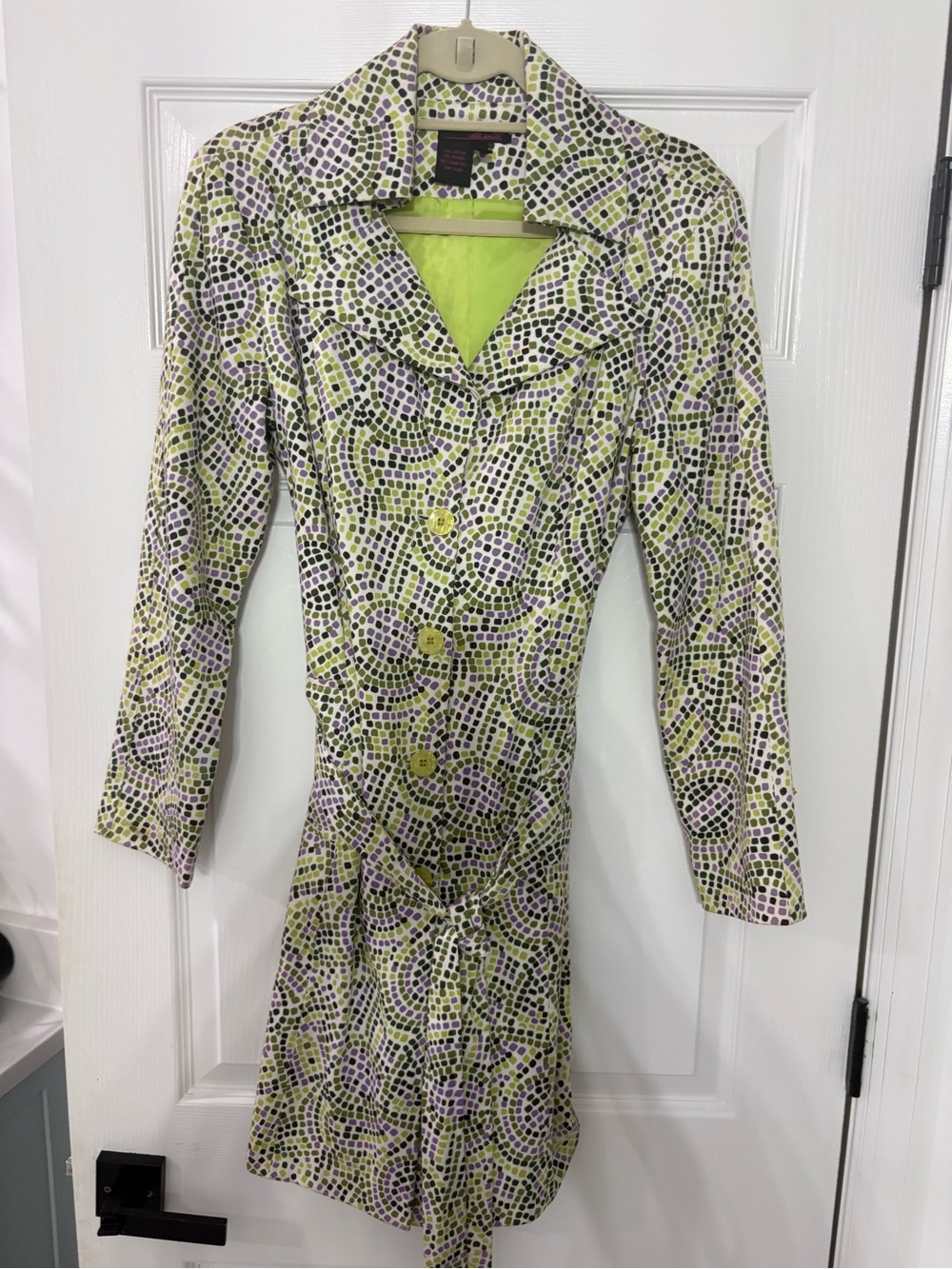 Willi Smith Belted Graphic Print Trench Coat